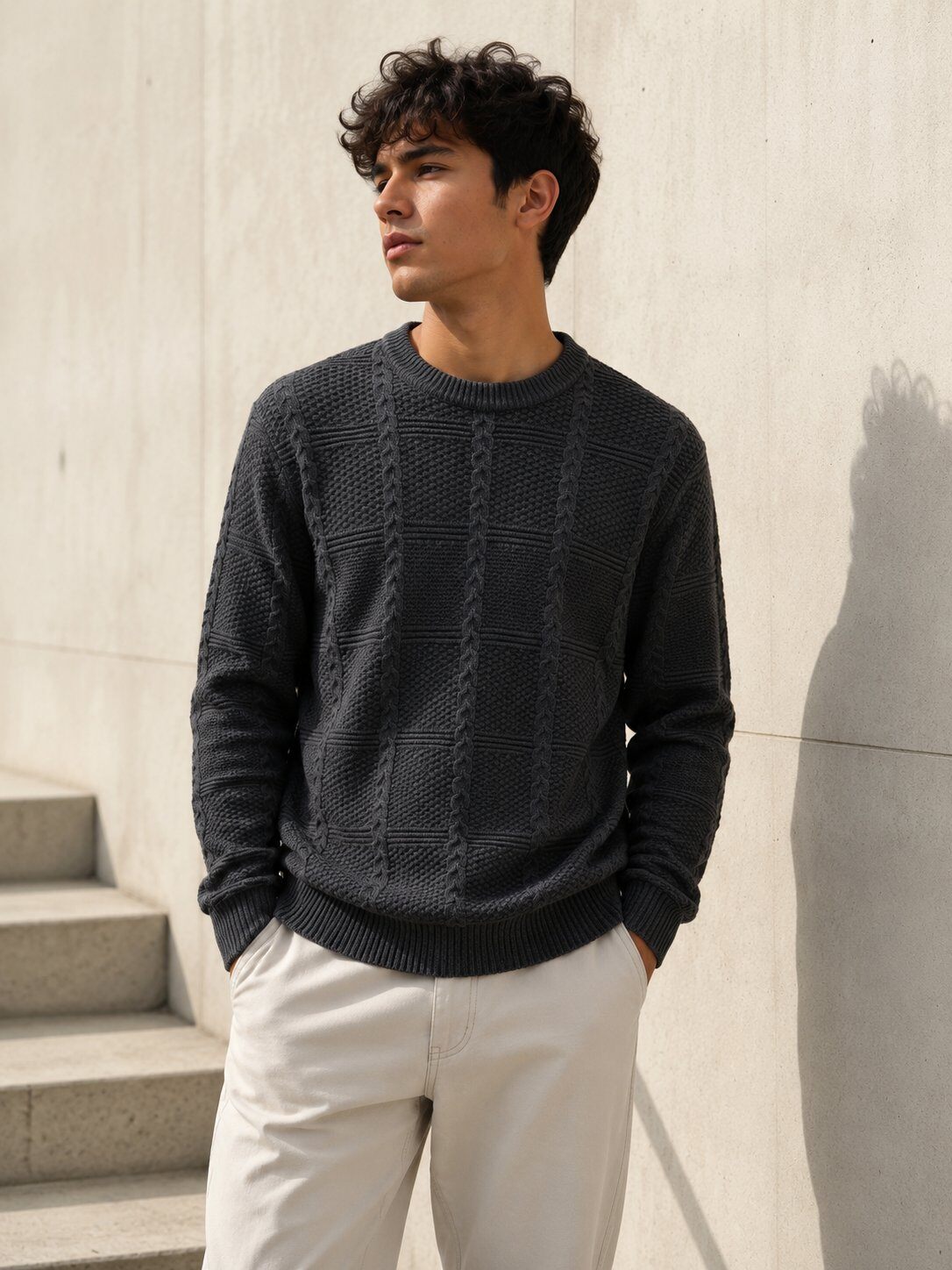 Grossista Lysande - Maglione a trecce con texture