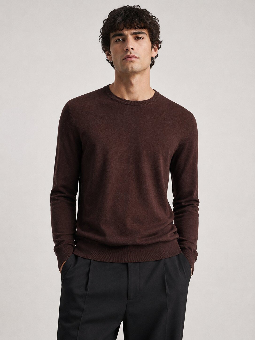 Grossiste Lysande - Pull col rond marron