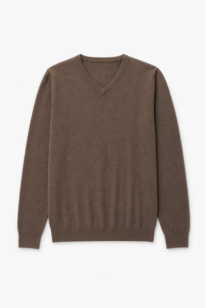 Wholesaler Lysande - Brown V-Neck Sweater Wholesaler Lysande - Brown V-Neck Sweater