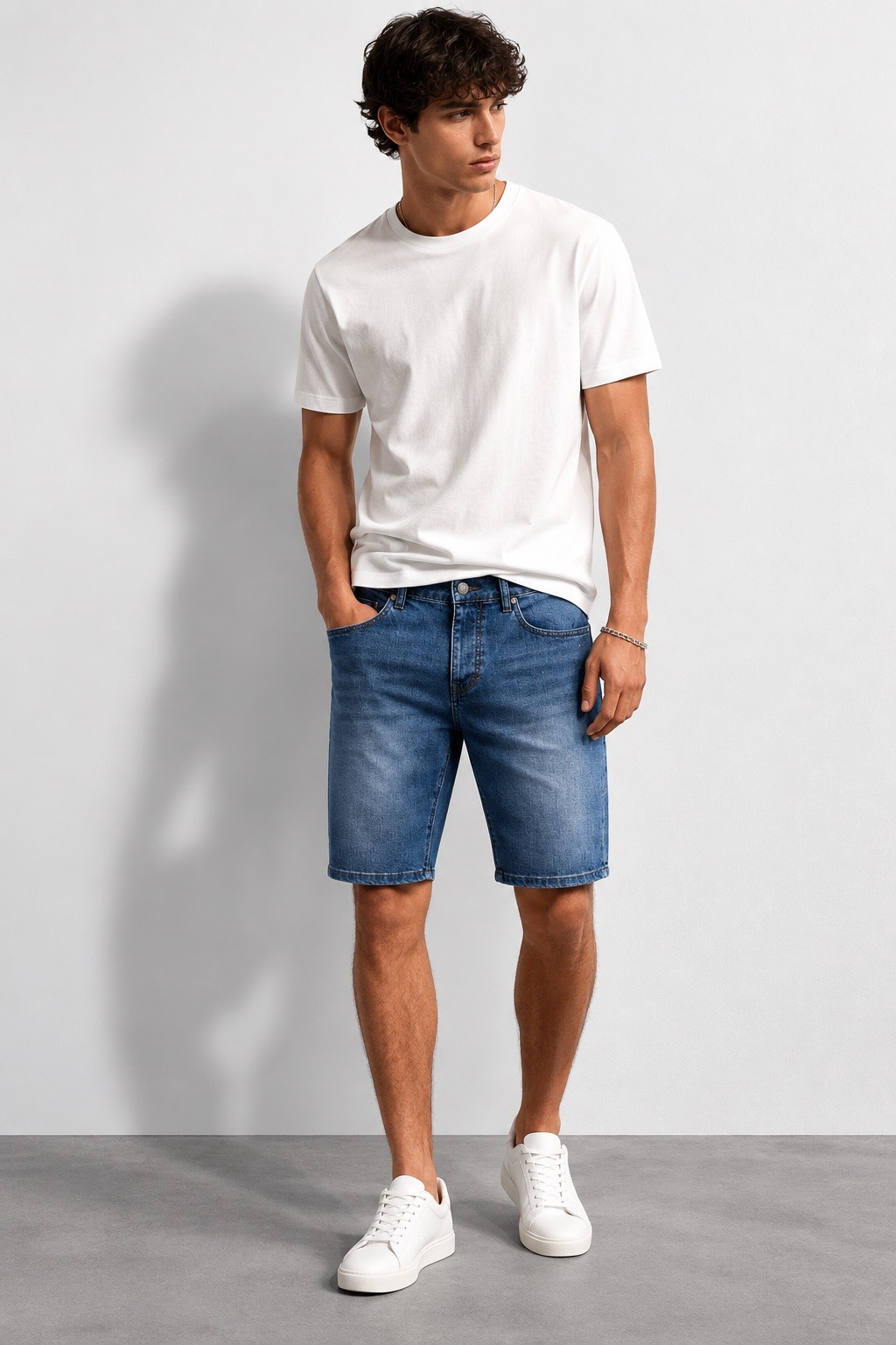 Wholesaler Lysande - Men's Slim Denim Shorts – Dark Washed Blue