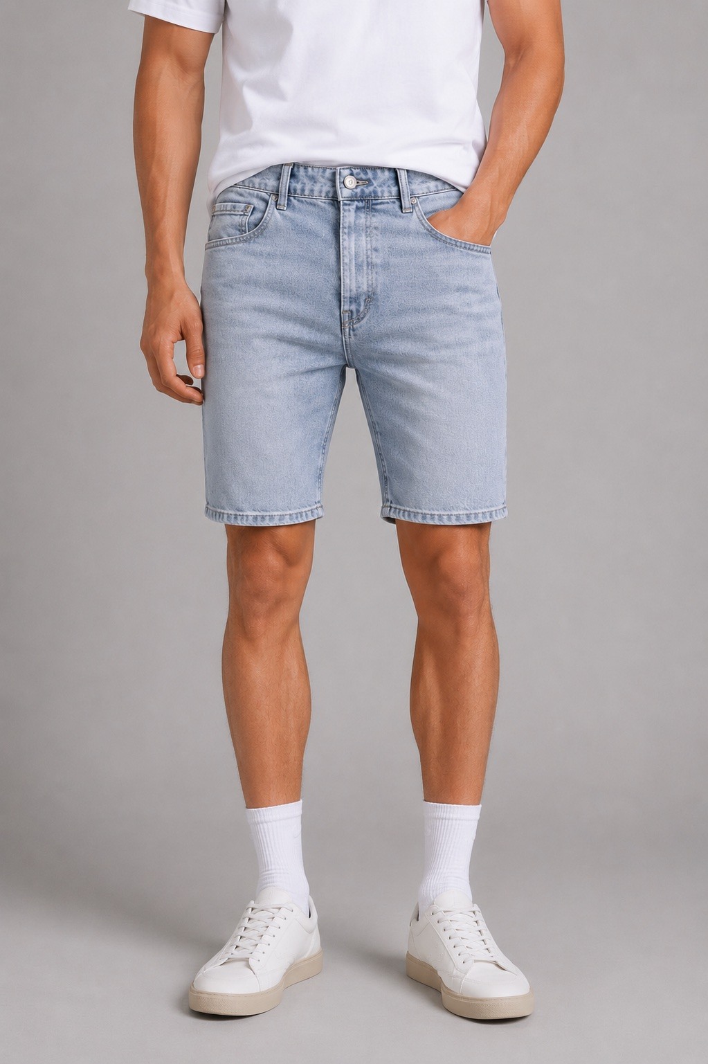 Wholesaler Lysande - Men's Slim Denim Shorts – Light Washed Blue