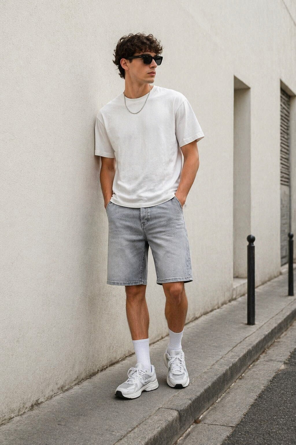 Wholesaler Lysande - Grey washed denim shorts with a straight cut