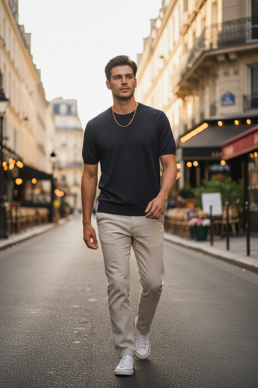 Großhändler Lysande - Herren-Strick-T-Shirt