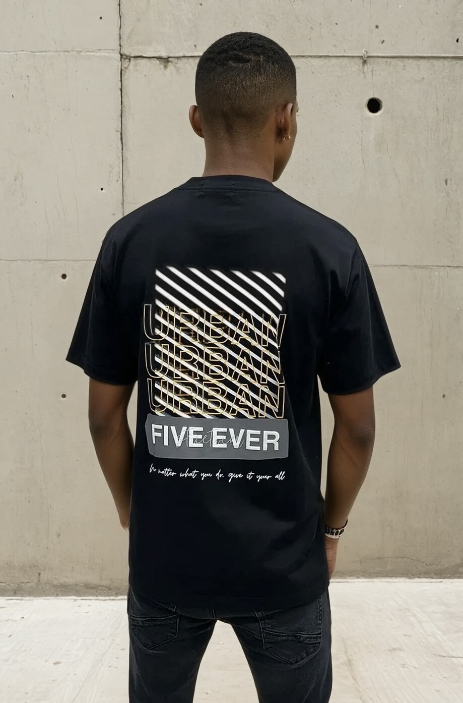 Grossista Lysande - Maglietta Five Ever con scritta davanti e dietro