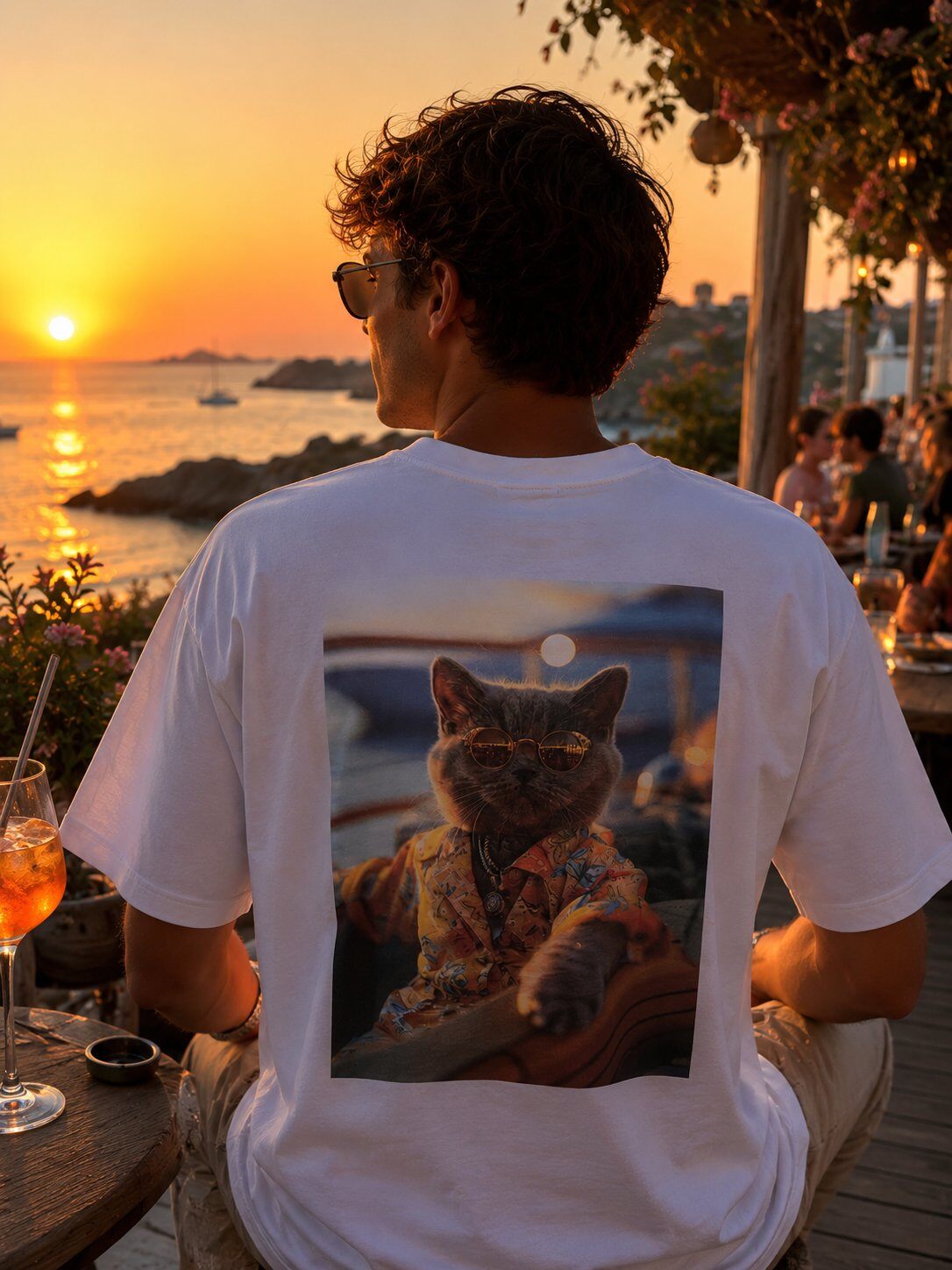 Grossiste Lysande - T-shirt Oversize Summer Cat – Blanc