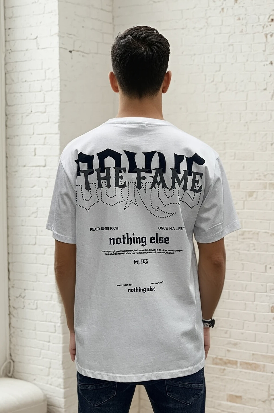 Wholesaler Lysande - White oversized T-shirt printed THE FAME