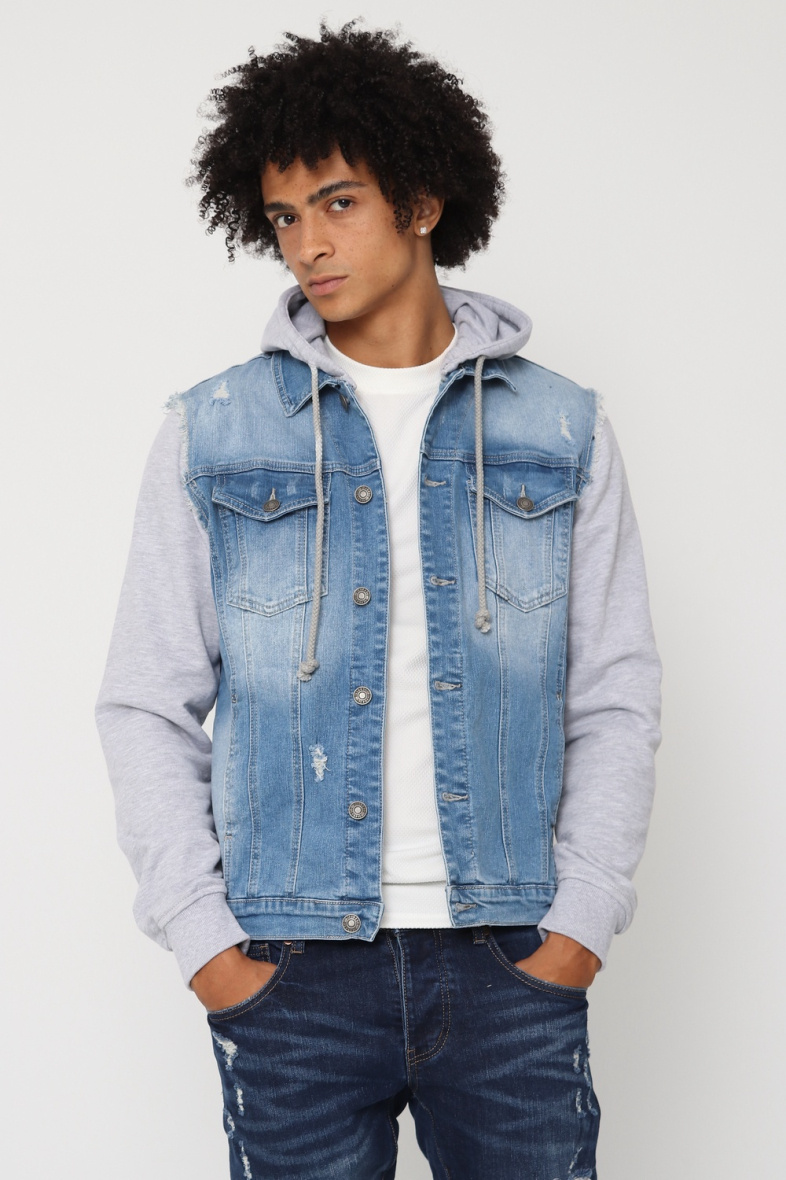 Wholesaler Lysande - Denim jacket with fleece sleeves