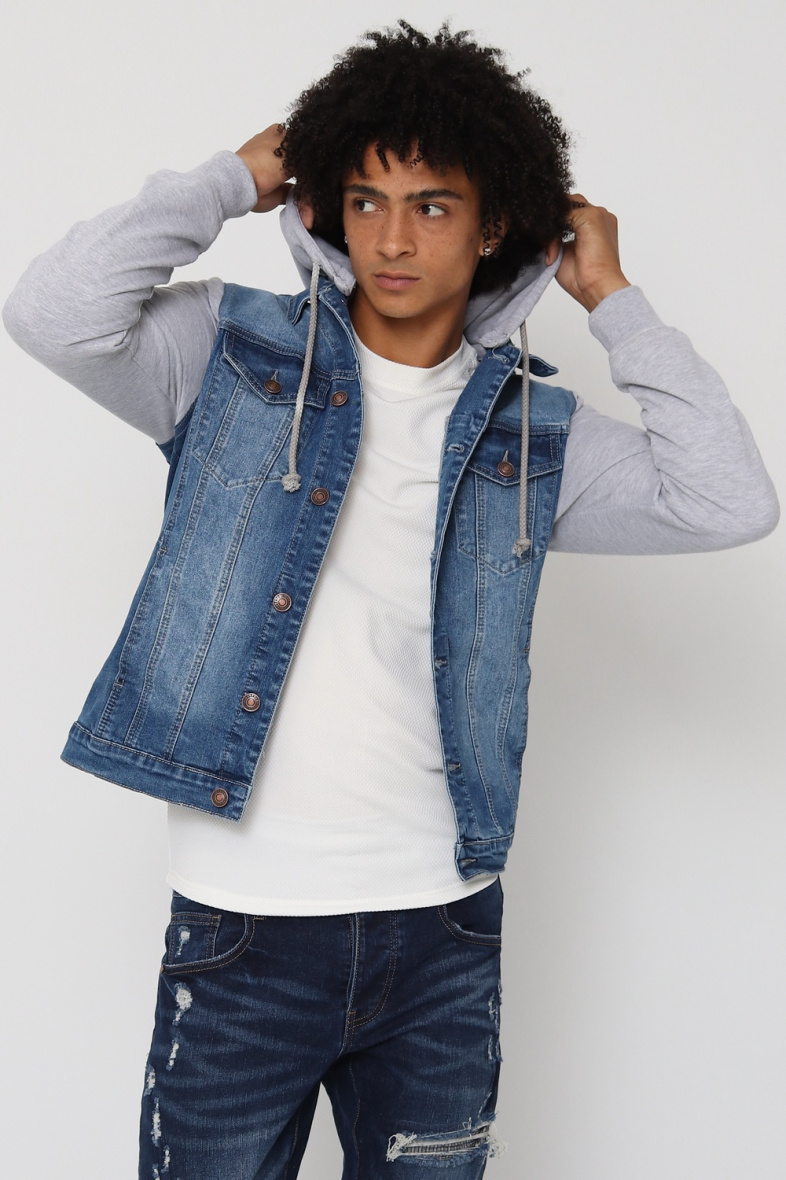 Wholesaler Lysande - Denim jacket with fleece sleeves