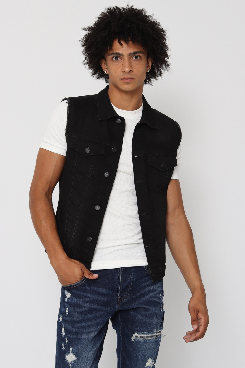 Grossista Lysande - Giacca di jeans nera senza maniche
