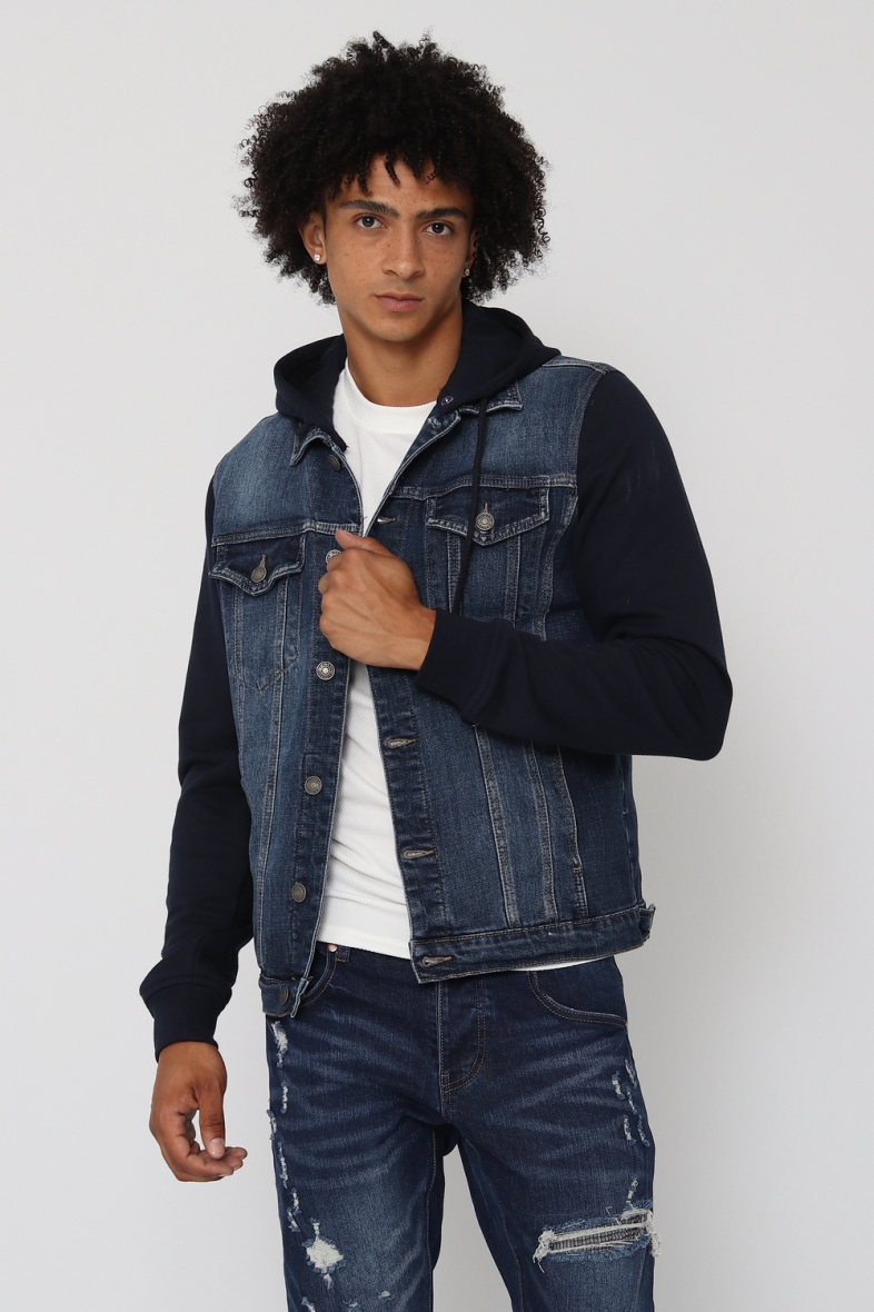 Grossista Lysande - Giacca di jeans blu con maniche in pile blu
