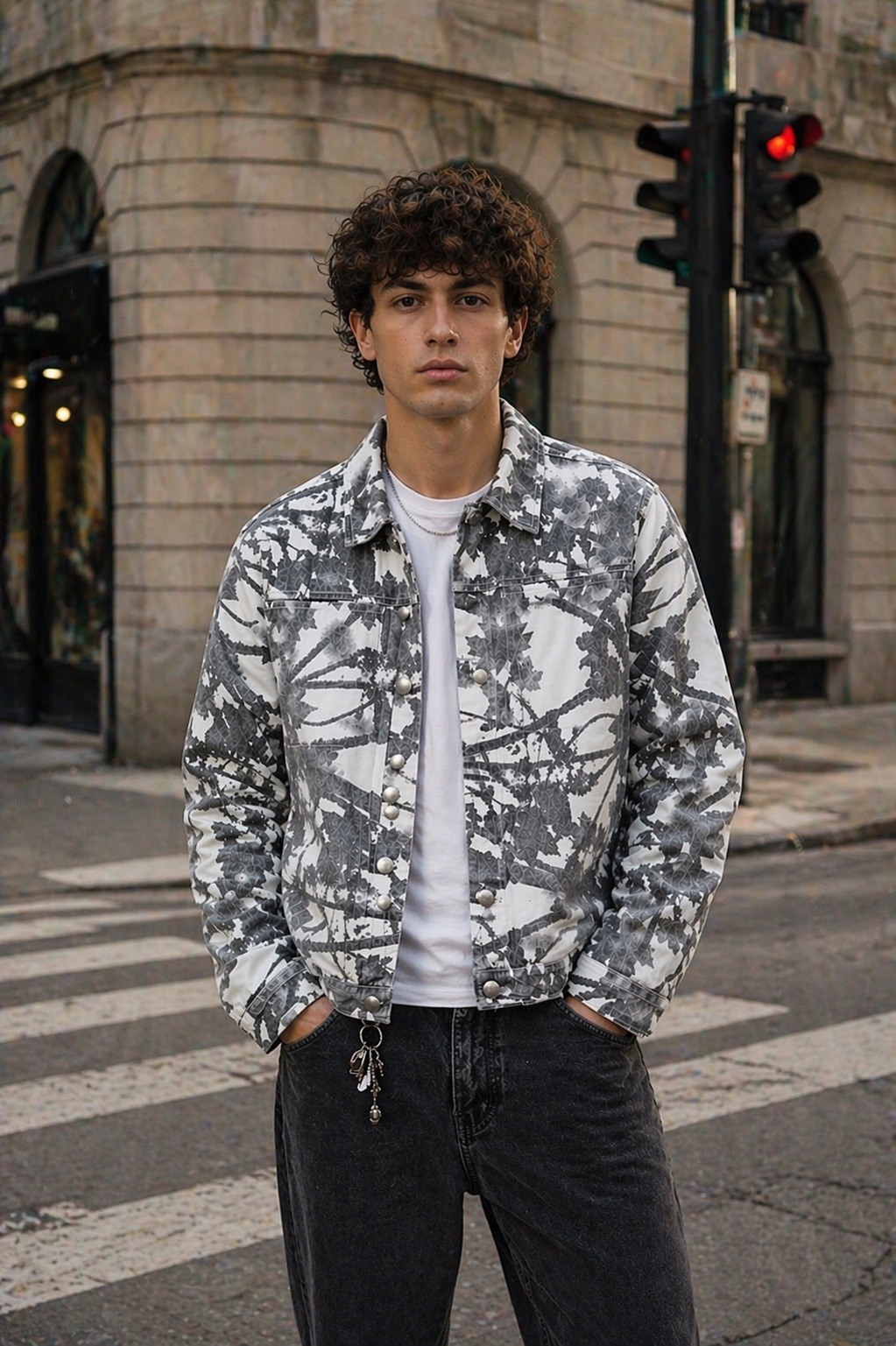 Großhändler Lysande - Bedruckte Jeansjacke in Ecru