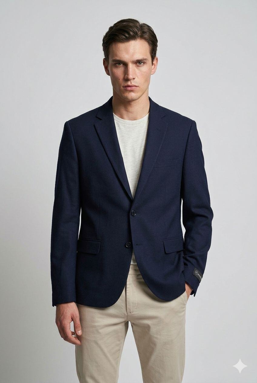 Großhändler MACKTEN - Marineblauer Leinenblazer