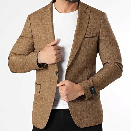 Großhändler MACKTEN - Herren-Camel-Blazer mit Schokoladen-Ellbogenpatches