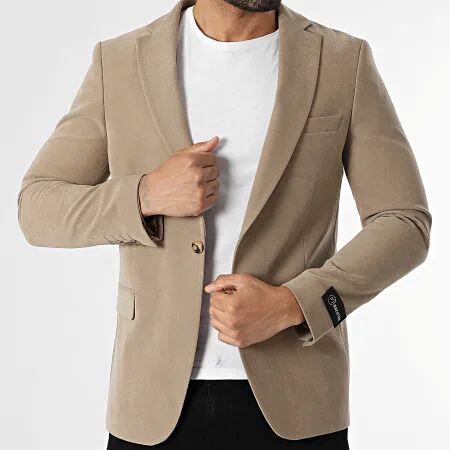 Großhändler MACKTEN - Beiger Blazer mit Samteffekt