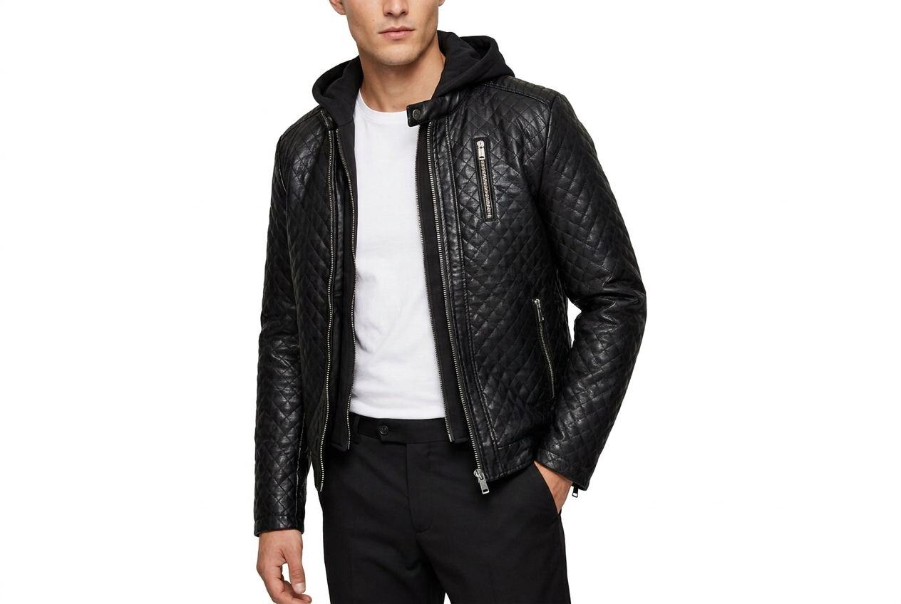Grossiste MACKTEN - Blouson homme similicuir PU capuche amovible