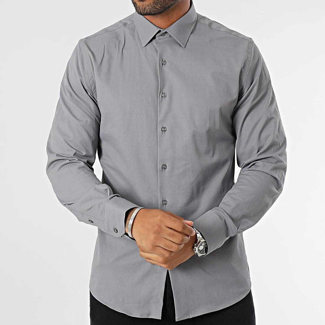 Grossiste MACKTEN - Chemise slim homme grise
