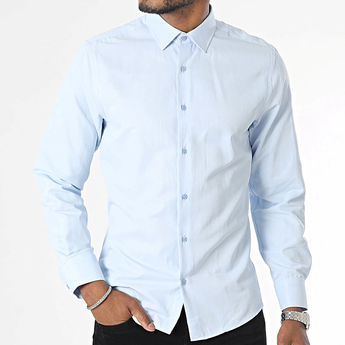 Wholesaler MACKTEN - Men's sky blue slim fit shirt