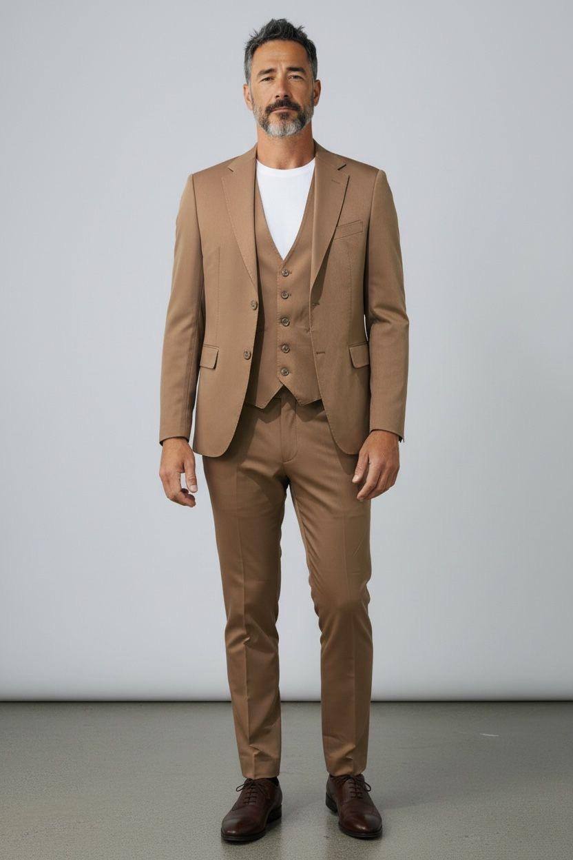 Grossista MACKTEN - Completo uomo cammello 3 pezzi