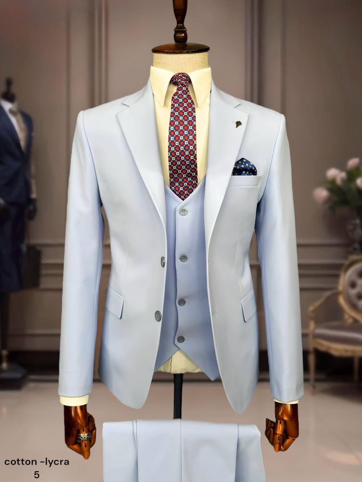 Wholesaler MACKTEN - Men's 3-piece sky blue suit