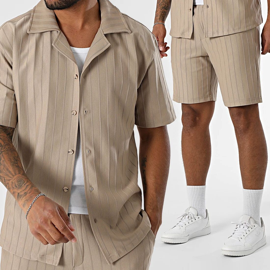 Grossiste MACKTEN - Ensemble short été camel hommes