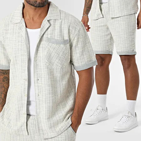 Wholesaler MACKTEN - Textured green shorts shirt