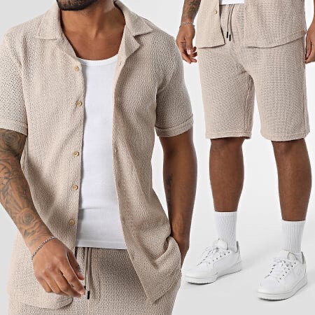 Wholesaler MACKTEN - Beige mesh shorts shirt