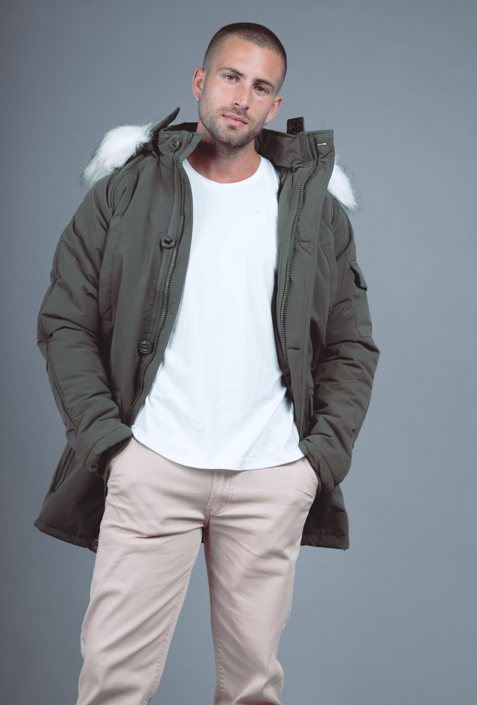 PARKA HOMME FOURRURE - Kaki - 1 - grand format