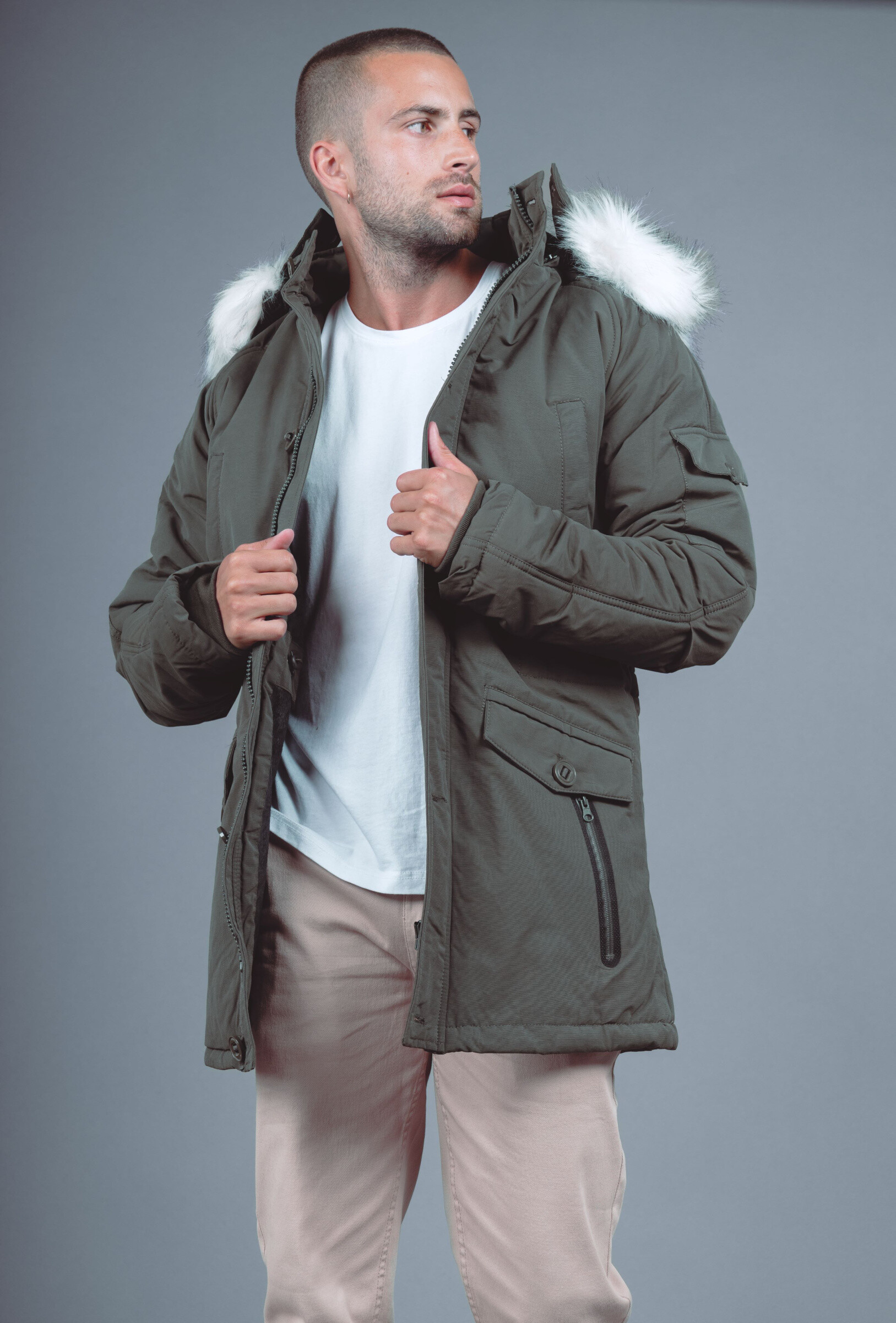 PARKA HOMME FOURRURE - Kaki - 2 - grand format