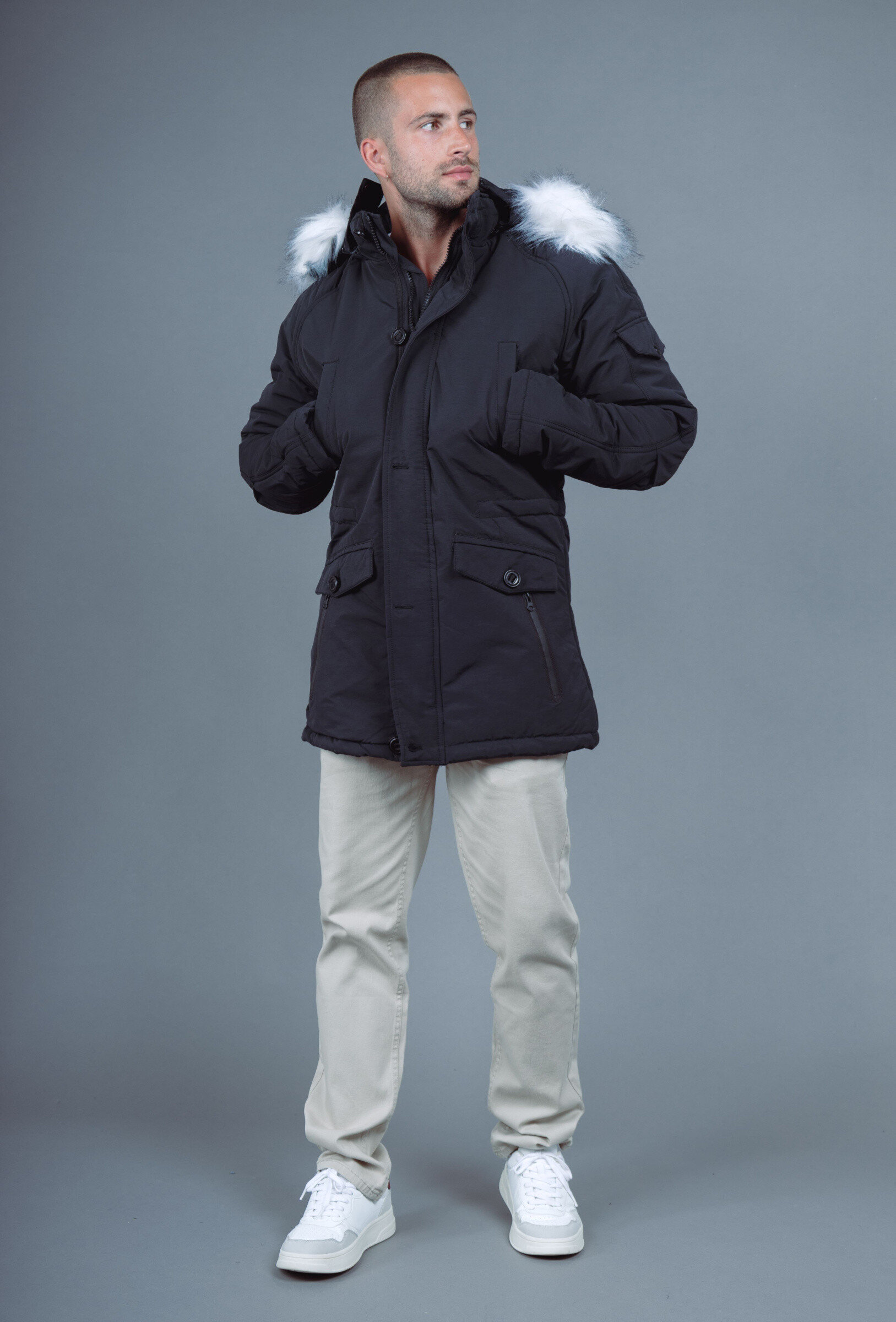 PARKA HOMME FOURRURE - Noir - 1 - grand format
