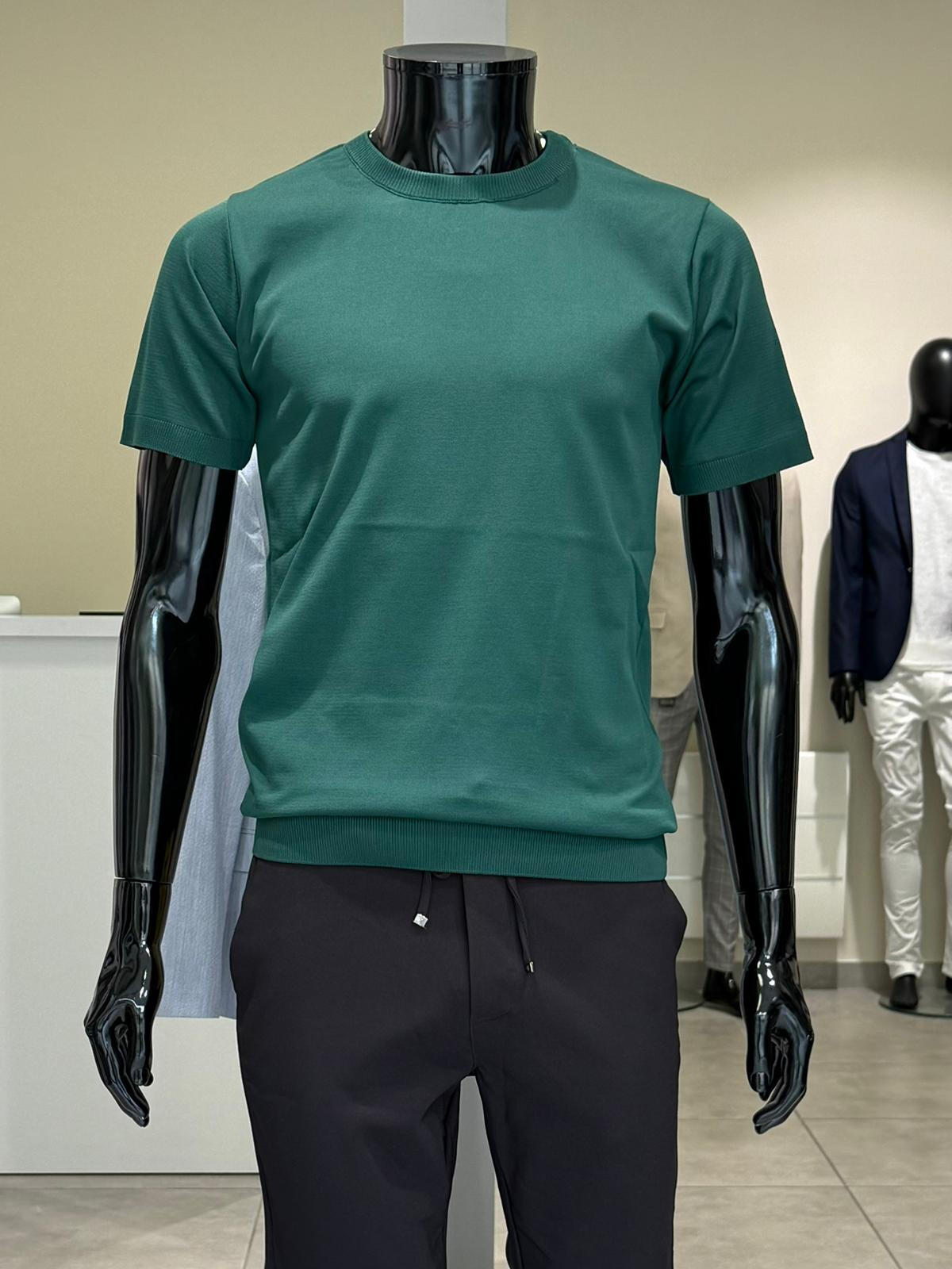 Grossista MACKTEN - maglietta uomo in maglia verde abete