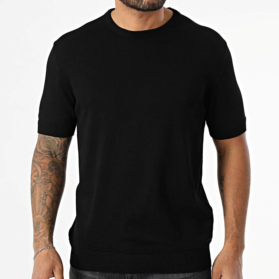 Grossiste MACKTEN - T-shirt maille fine homme noir