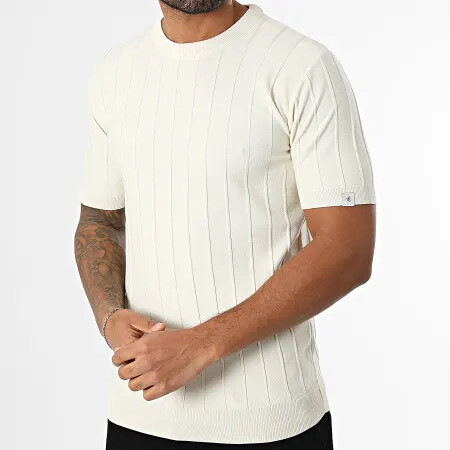 Grossiste MACKTEN - t-shirt homme en maille ecru
