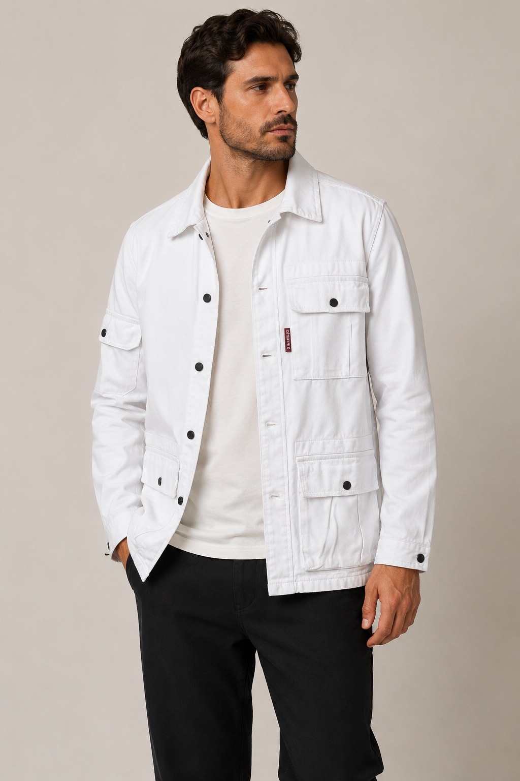 Großhändler MACKTEN - Lange weiße Jeansjacke