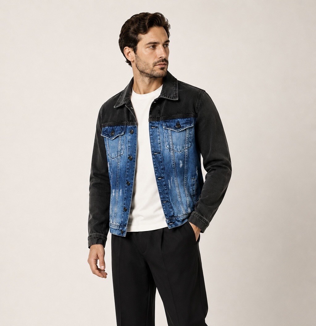 Großhändler MACKTEN - Zweifarbige Herren-Jeansjacke
