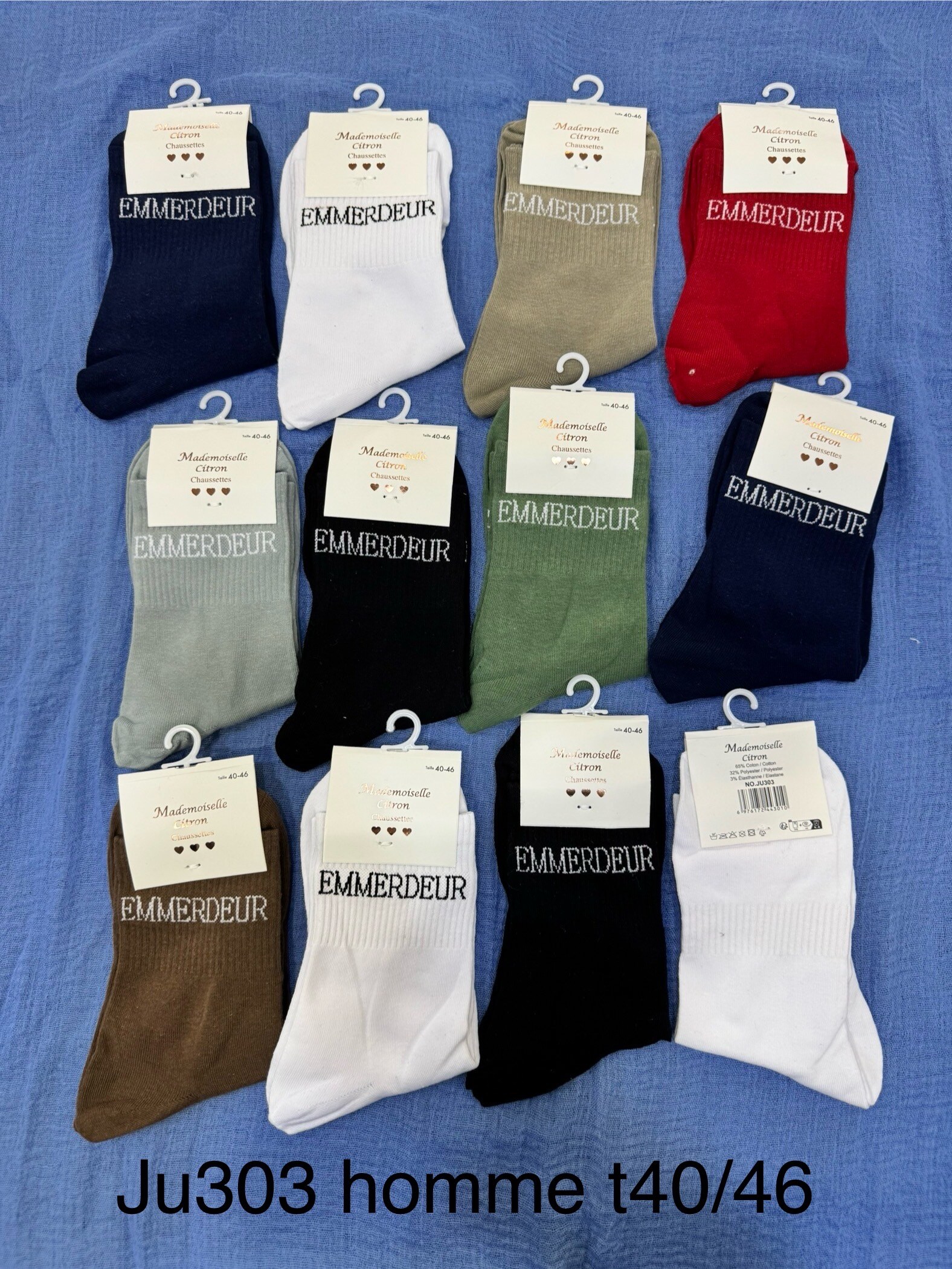 Wholesaler MADEMOISELLE CITRON - Men's message socks