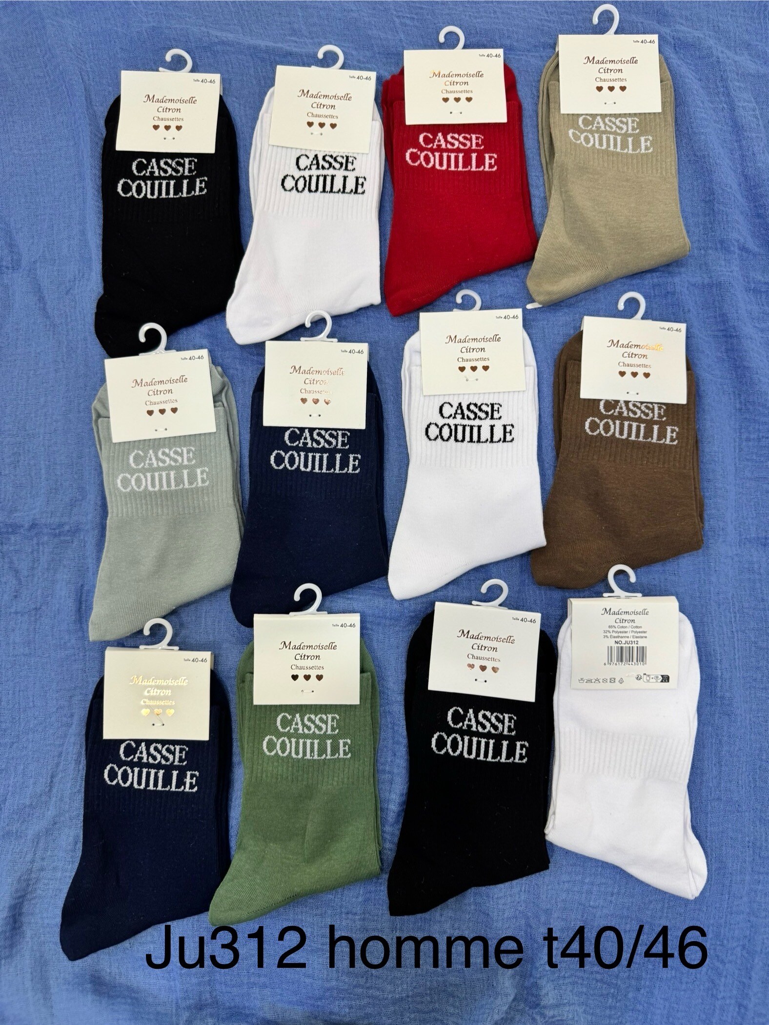 Wholesaler MADEMOISELLE CITRON - Men's socks with message