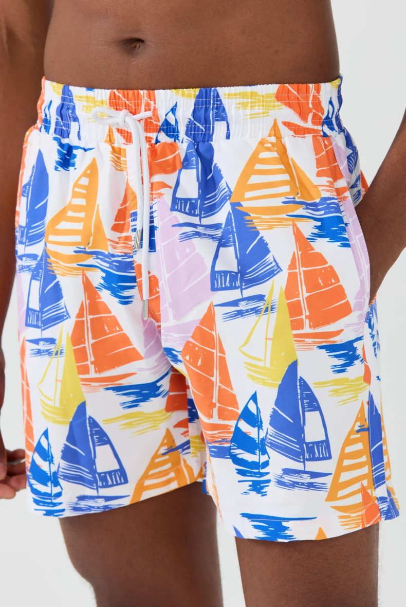 Großhändler Marco Frank - Stoff: Badeshorts mit Segelprint, schnell trocknend