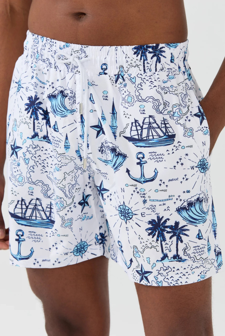 Großhändler Marco Frank - Lucas: Badeshorts mit nautischem Print, schnell trocknend