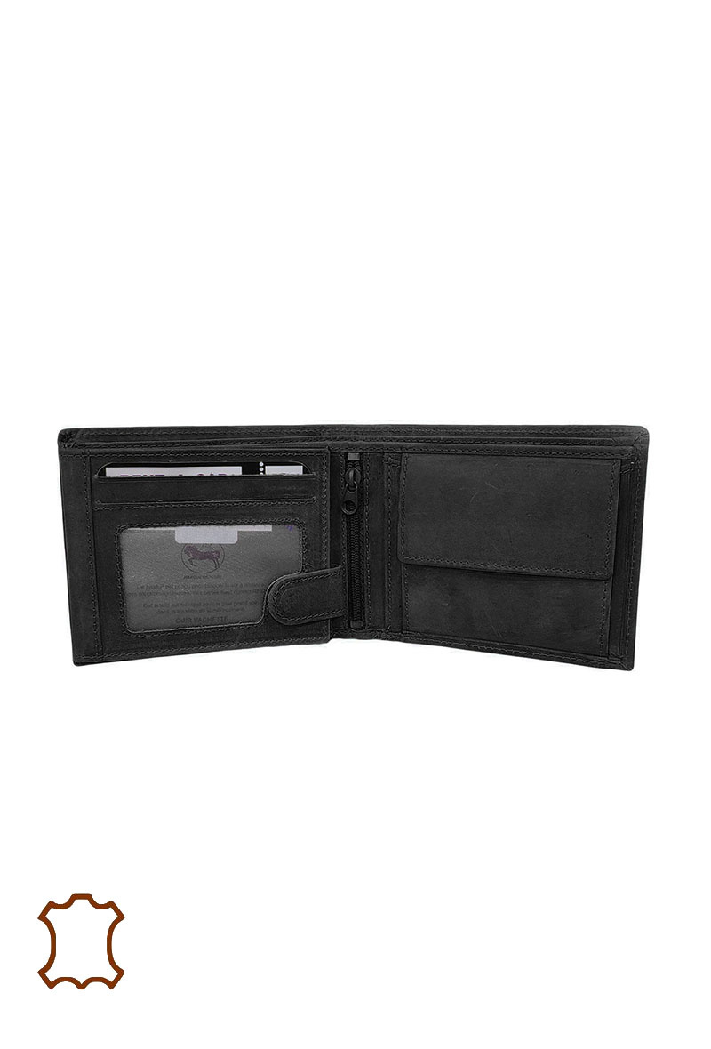Monedero piel engrasada calavera - Negro - 2 - formato grande