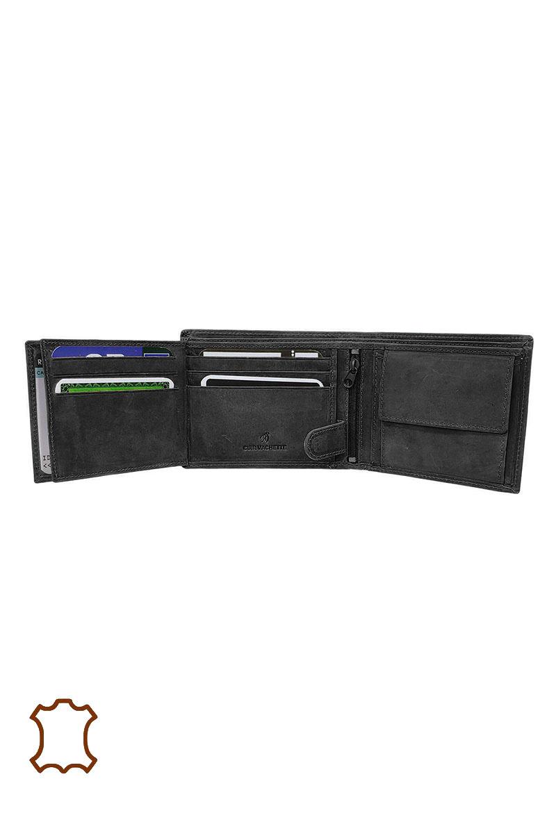 Monedero piel engrasada calavera - Negro - 4 - formato grande