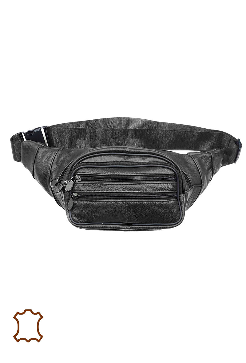 Wholesaler Maromax - Large multi zip leather fanny pack