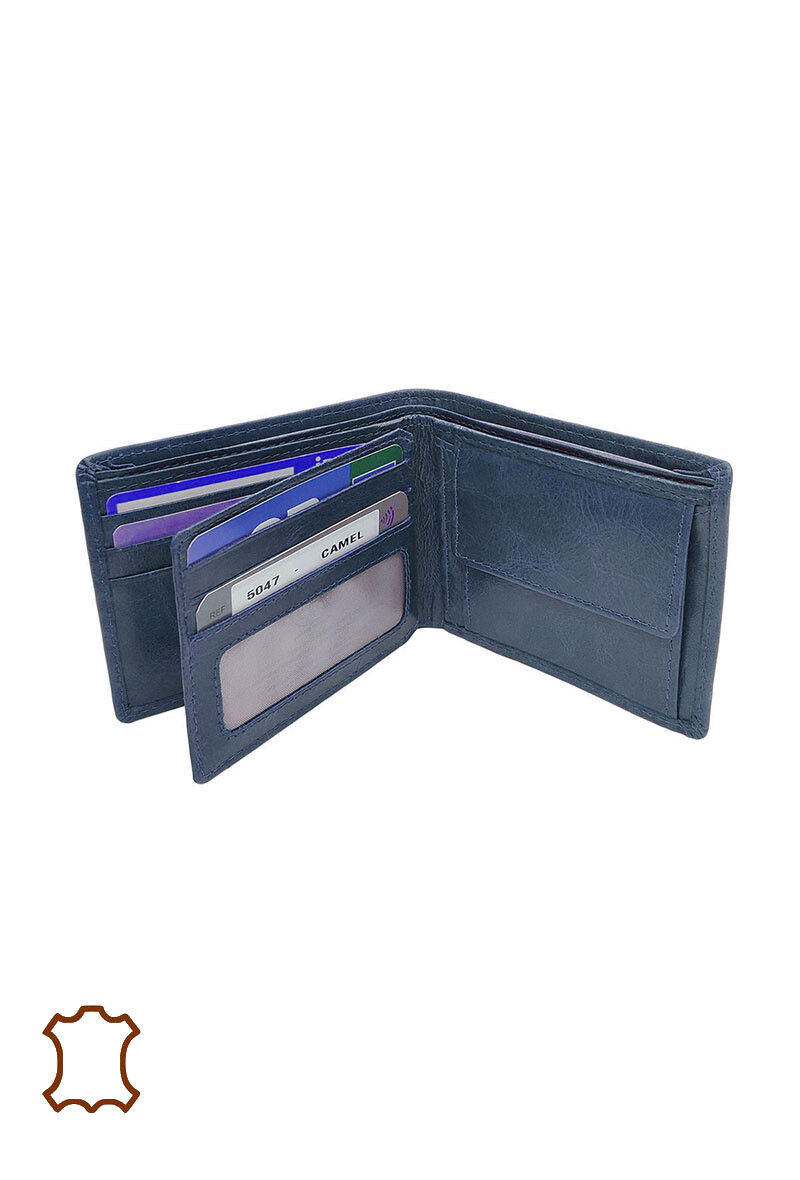 Billetera de cuero rfid vintage - Azul 2 - miniatura