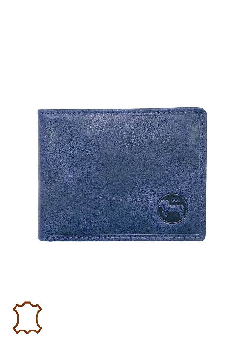 Billetera de cuero rfid vintage - Azul - 1 - formato grande