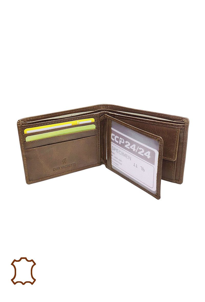 Billetera de cuero rfid vintage - Camello - 3 - formato grande