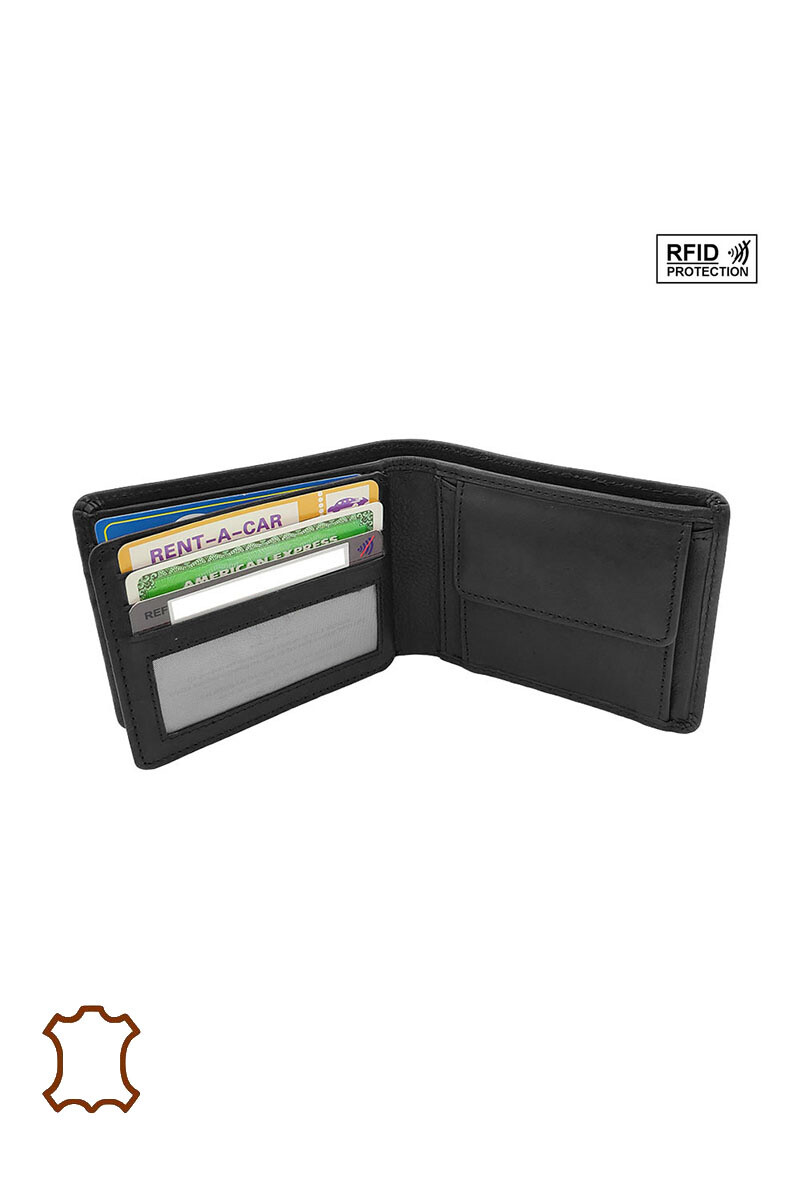 Billetera de cuero rfid vintage - Negro - 2 - formato grande