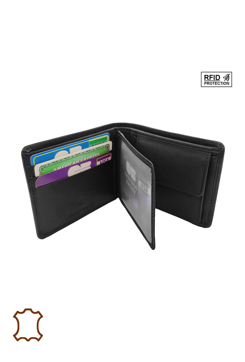 Billetera de cuero rfid vintage - Negro - 3 - formato grande