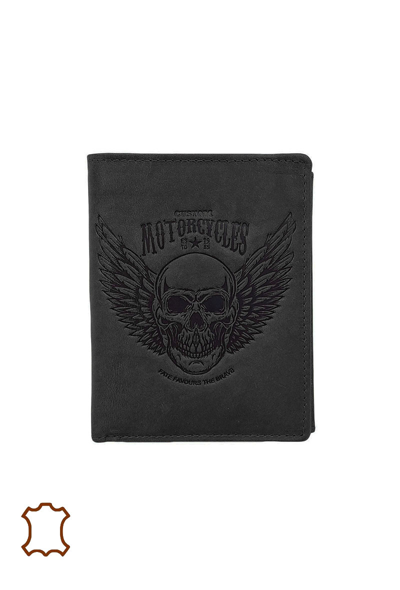 Grossiste Maromax - Portefeuille skull cuir gras