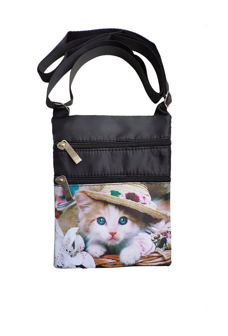 Mayorista Maromax - Bolso plano de lona con diseño de gato