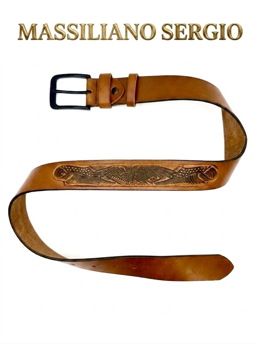 Wholesaler Massiliano Sergio - Prong buckle belt with an eagle