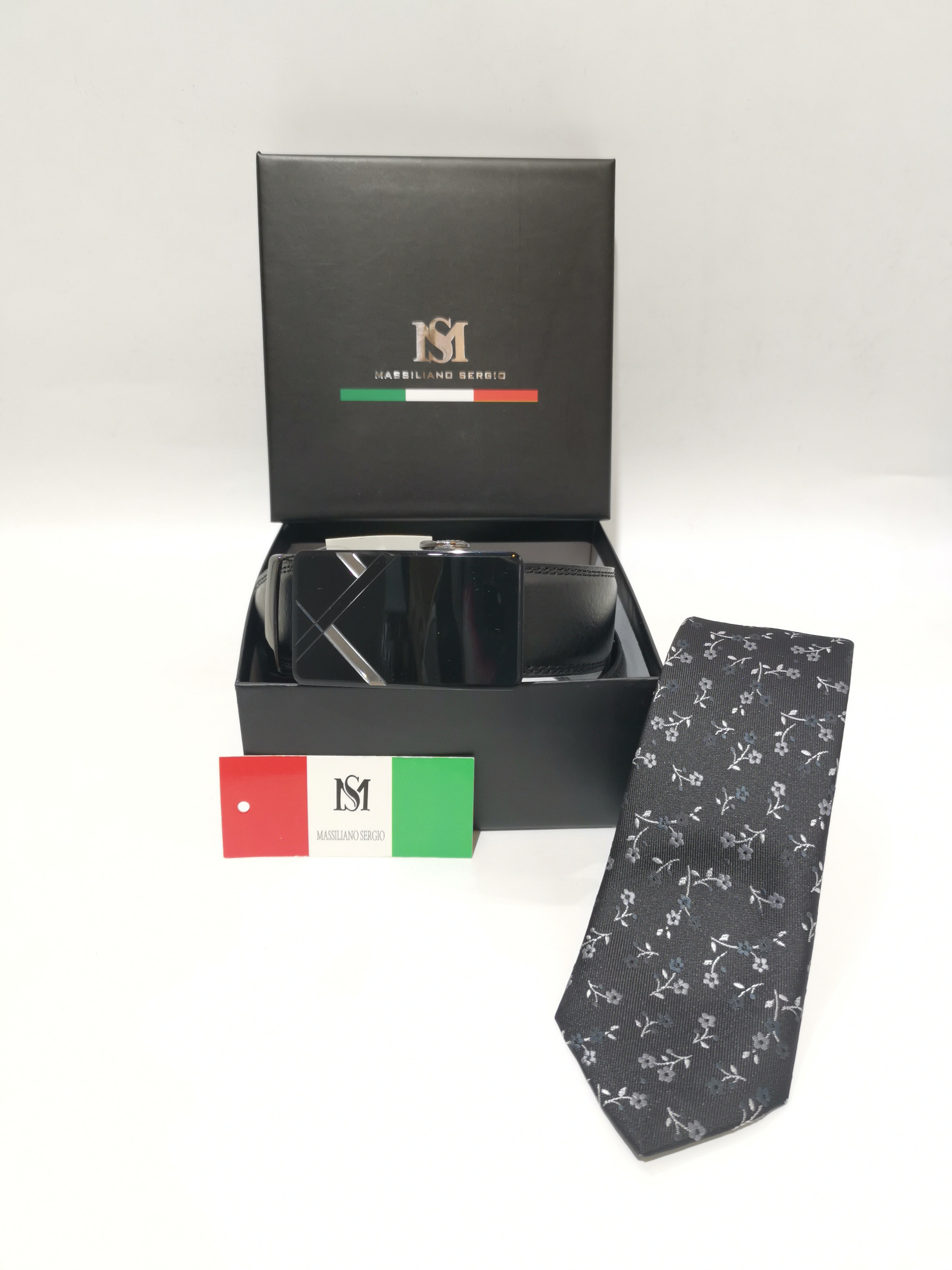 Wholesaler Massiliano Sergio - Belt and tie gift set by Massiliano Sergio
